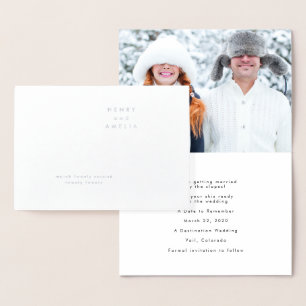 Carte Dorée Gold Foil Calligraphie Floral Photo Enregistrer La