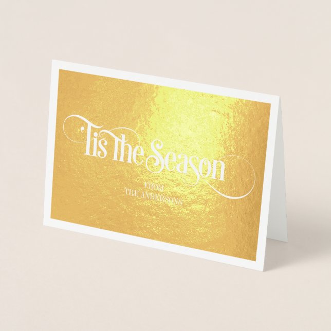 Carte Dorée Gold Foil Classic Tis The Season Holiday Card (Devant)