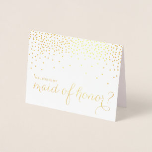 Carte Dorée Gold Foil Confetti Serez-vous ma femme d'honneur