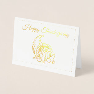 Carte Dorée Gold Foil Cornucopia Thankesgiving Holiday Card