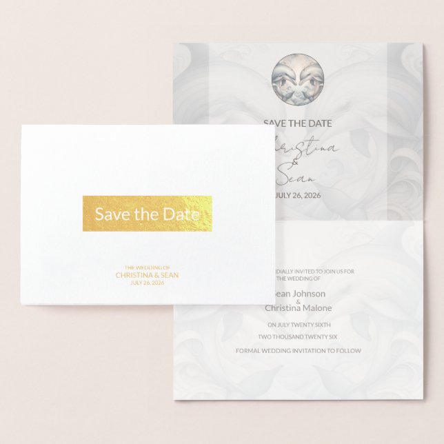 Carte Dorée Gold Foil Dolphin Wedding Enregistrer la date (Affichage)