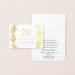 Carte Dorée Gold Foil feuille couronne 70e anniversaire Invita