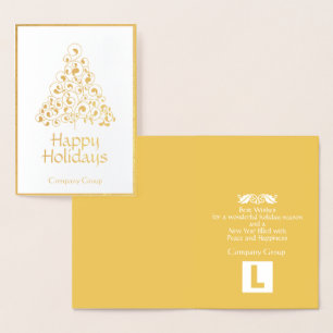 Carte Dorée Gold Foil Happy Holidays Business Logo