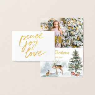Carte Dorée Gold Foil Peace Jove Love Woodland Christmas Photo