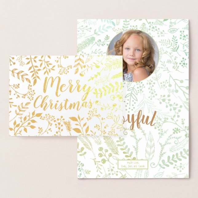 Carte Dorée Gold Joyeux Noël Cirque de Noël Floral Photo (Affichage)