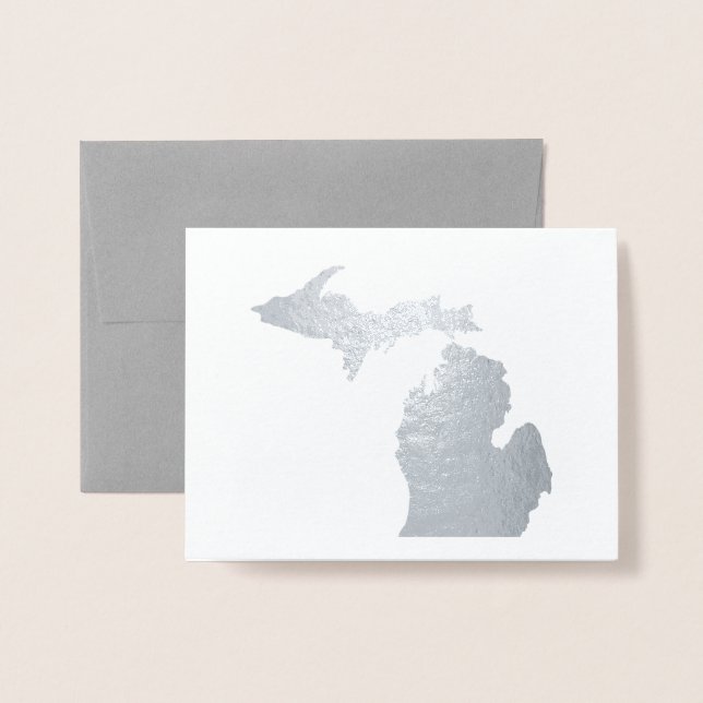 Carte Dorée Gold ou Silver Michigan State Map et Seashell (Devant avec enveloppe)