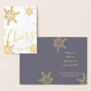 Carte Dorée Gold Purple Cheers à la nouvelle année entreprise