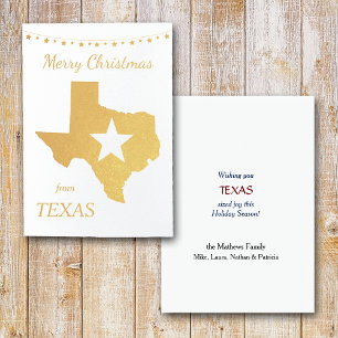 Carte Dorée Gold Texas Star Noël