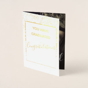 Carte Dorée Gold Trendy Script Félicitation Photo Graduation