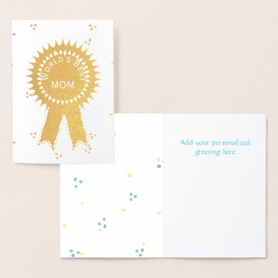 Carte Dorée Gold Worlds Best Mom Ribbon Card