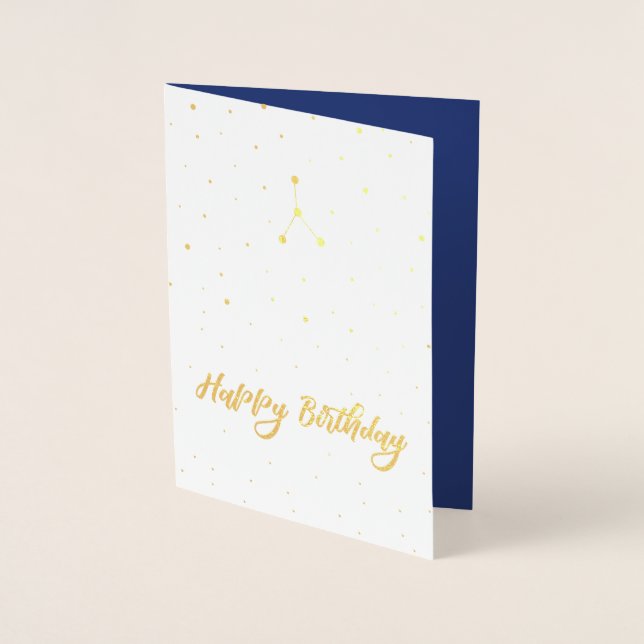 Carte Dorée Golden Cancer Constellation Joyeux Anniversaire (Devant)