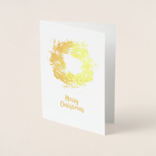 Carte Dorée Golden Christmas Wreath Joyeux Noël Foil Card