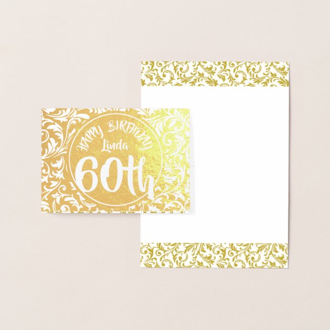 Carte Dorée Golden Damask 60e anniversaire HGC personnalisé (Affichage)