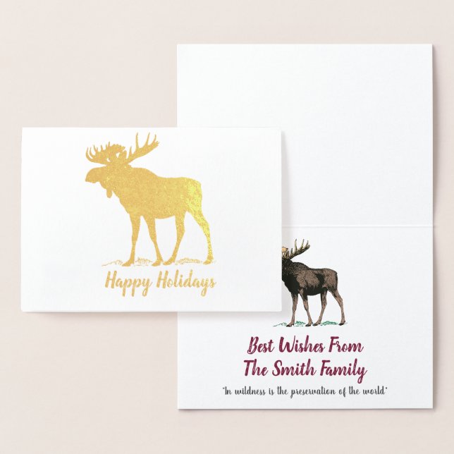 Carte Dorée Golden Moose Holiday Wilderness Noël (Affichage)