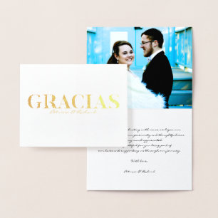 Carte Dorée Gracia Modern Font Mariage Merci Foto Foil Car