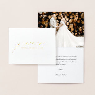 Carte Dorée Gracias Simple Merci de mariage élégant Photo