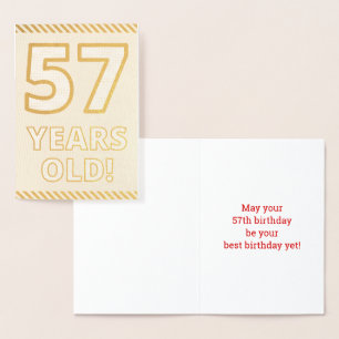 Carte Dorée Gras, l'huile d'or "57 ANS !"Carte d'anniversaire
