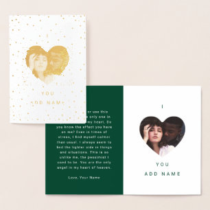 Carte Dorée Green I Love You Luxury Photo Text Valentines