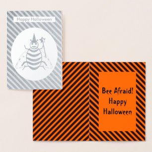 Carte Dorée Halloween Magic Bee Witch Orange et Black Stripes
