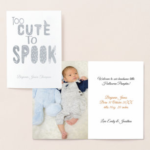 Carte Dorée Halloween Trop mignonne Spook Photo Baby Boy Annon