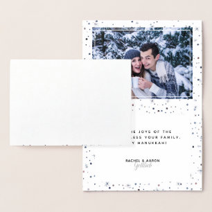 Carte Dorée Hanoukka HEUREUX + Photo Couleur Correspondant Nei
