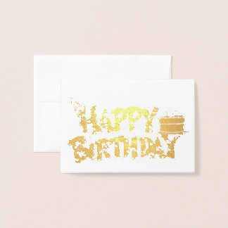 Carte Dorée Happy Birtday Tarta