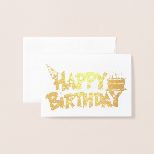 Carte Dorée Happy Birtday Tarta (Devant avec enveloppe)