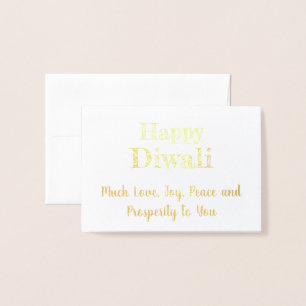 Carte Dorée Happy Diwali Real Gold Foil Élégante Typographie