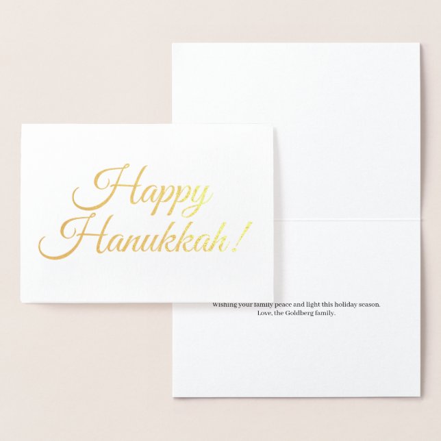 Carte Dorée Happy Hanoukka élégante typographie de script pers (Affichage)