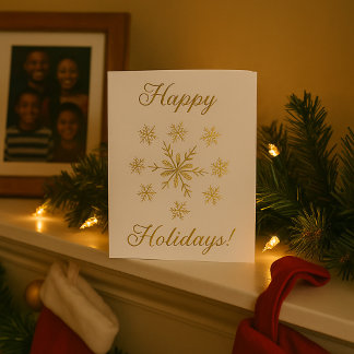 Carte Dorée Happy Holidays Snowflakes