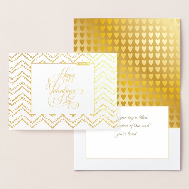 Carte Dorée Heureuse Sainte-Valentin Lovely Elegant Luxury Gol (Affichage)