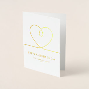 Carte Dorée Heureuse Sainte-Valentin minimaliste rouge coeur