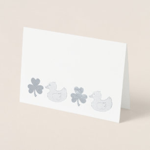 Carte Dorée HEUREUX DUCK Rubber Ducky Shamrock Clover Félicats