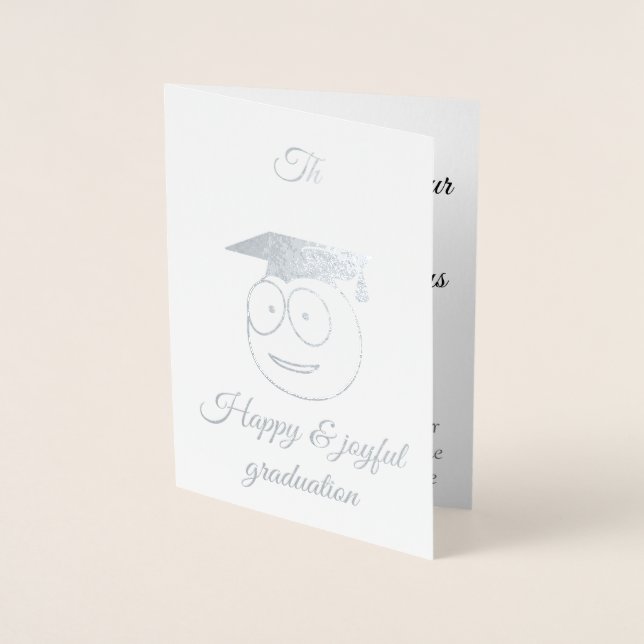 Carte Dorée heureux jour de remise des diplômes argent (Devant)