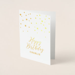 Carte Dorée Hexagon Confetti élégant personnalisé Joyeux anniv