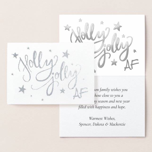 Carte Dorée Holly Jolly AF | Scripts à huile brillant en argen (Affichage)