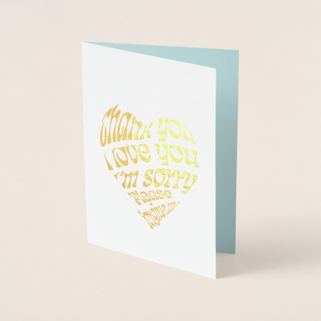 Carte Dorée Ho'oponopono Texte en forme de coeur (Devant)