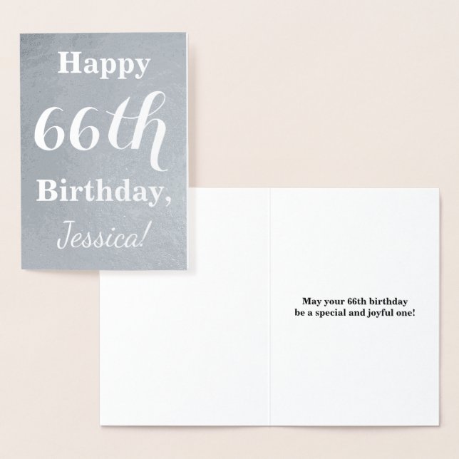 Carte Dorée Huile d'argent de base "HAPPY 66th BIRTHDAY" + Nom (Affichage)