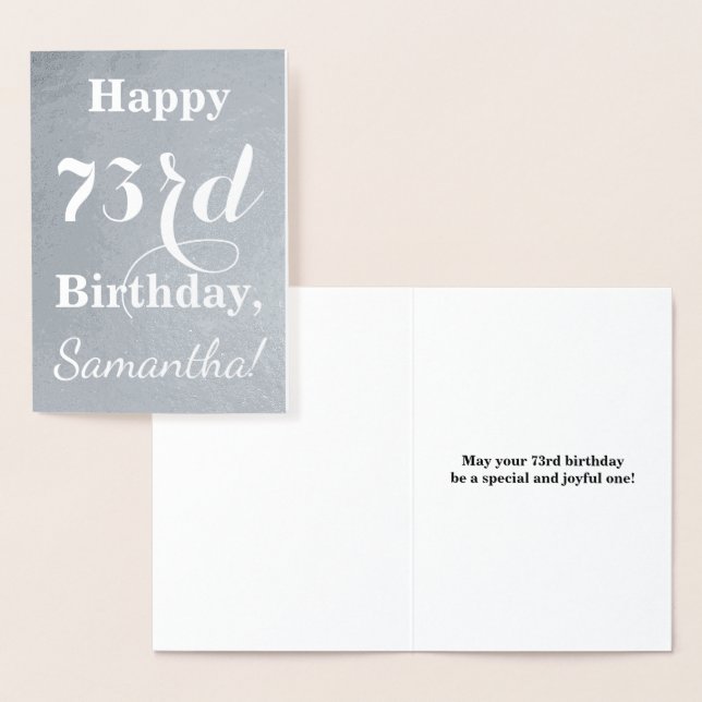 Carte Dorée Huile d'argent de base "HAPPY 73rd BIRTHDAY" + Nom (Affichage)