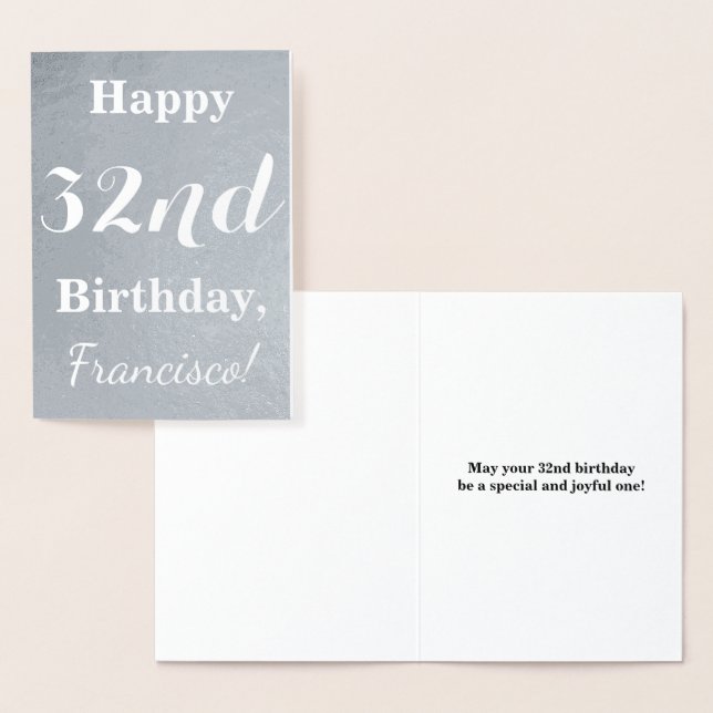 Carte Dorée Huile d'argent de base "Joyeux 32e anniversaire" + (Affichage)