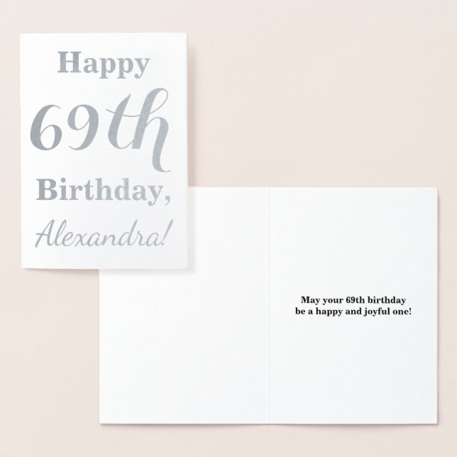 Carte Dorée Huile d'argent simple "HAPPY 69th BIRTHDAY" + Nom (Affichage)