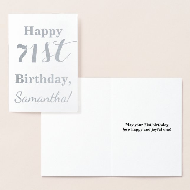 Carte Dorée Huile d'argent simple "HAPPY 71st BANTHDAY" + Nom (Affichage)