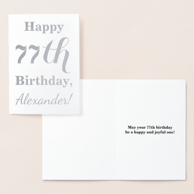 Carte Dorée Huile d'argent simple "HAPPY 77th BANTHDAY" + Nom (Affichage)