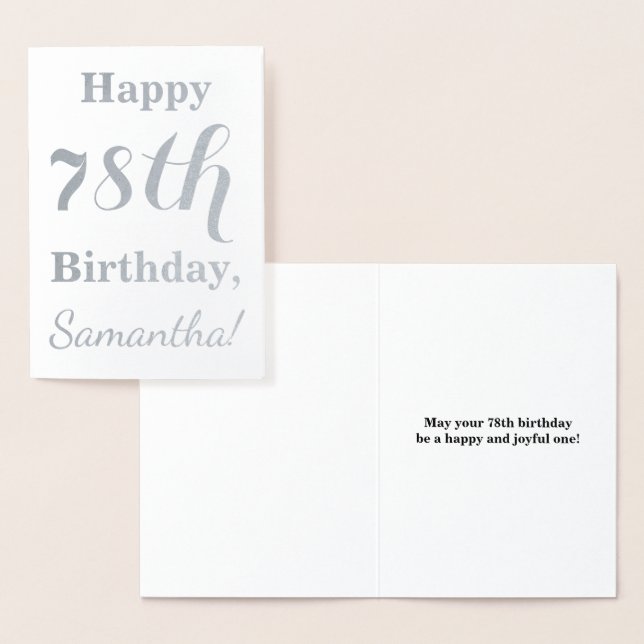 Carte Dorée Huile d'argent simple "HAPPY 78th BIRTHDAY" + Nom (Affichage)