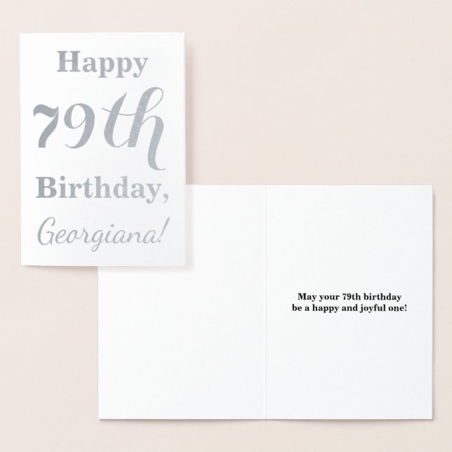 Carte Dorée Huile d'argent simple "HAPPY 79th BIRTHDAY" + Nom (Affichage)