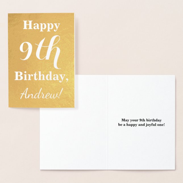 Carte Dorée Huile d'or de base 9e anniversaire + Nom personnal (Affichage)