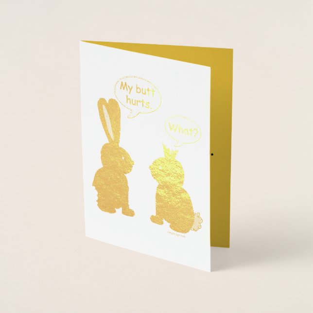 Carte Dorée J'Ai Blessé Le Mur ! - Quoi ? Bunny drôle (Devant)