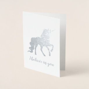 Carte Dorée Je crois en vous Unicorn Silver