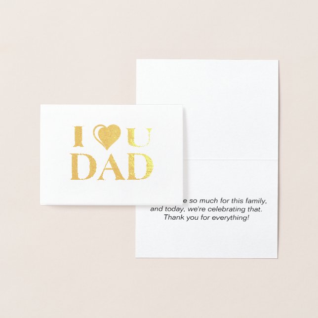 Carte Dorée Je t'aime papa (Affichage)