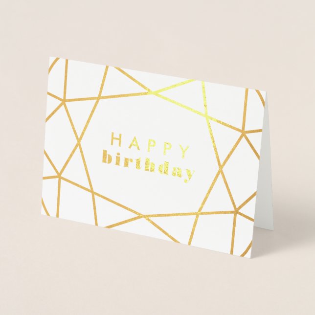 Carte Dorée Jeu géométrique d'or - Joyeux anniversaire (Devant)